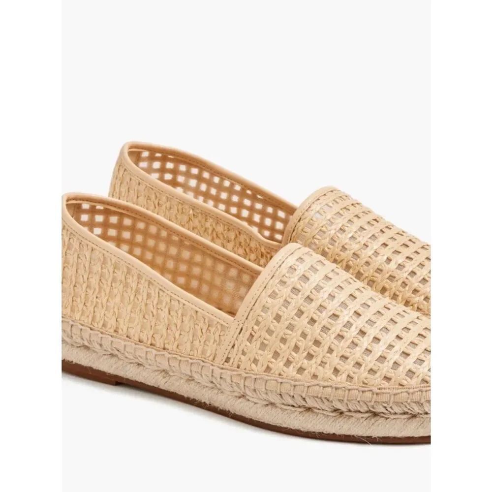 NWT J.Crew Woven Espadrille Flats Raffia Slip-On Neutral Summer 8